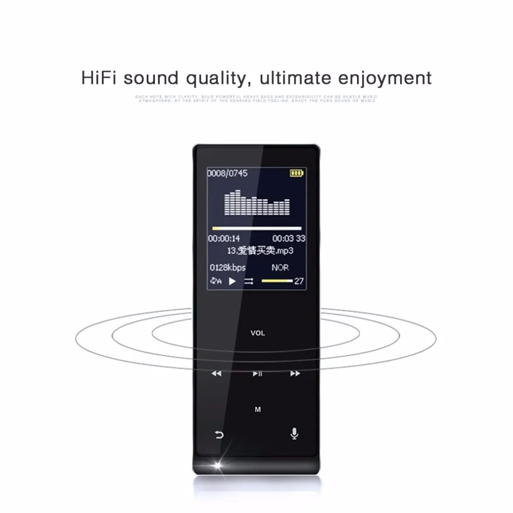 Металлический Bluetooth MP3 HIFI музыкальный плеер Поддержка TF карты голосовой записи счетчик шагов мини Walkman сенсорный экран