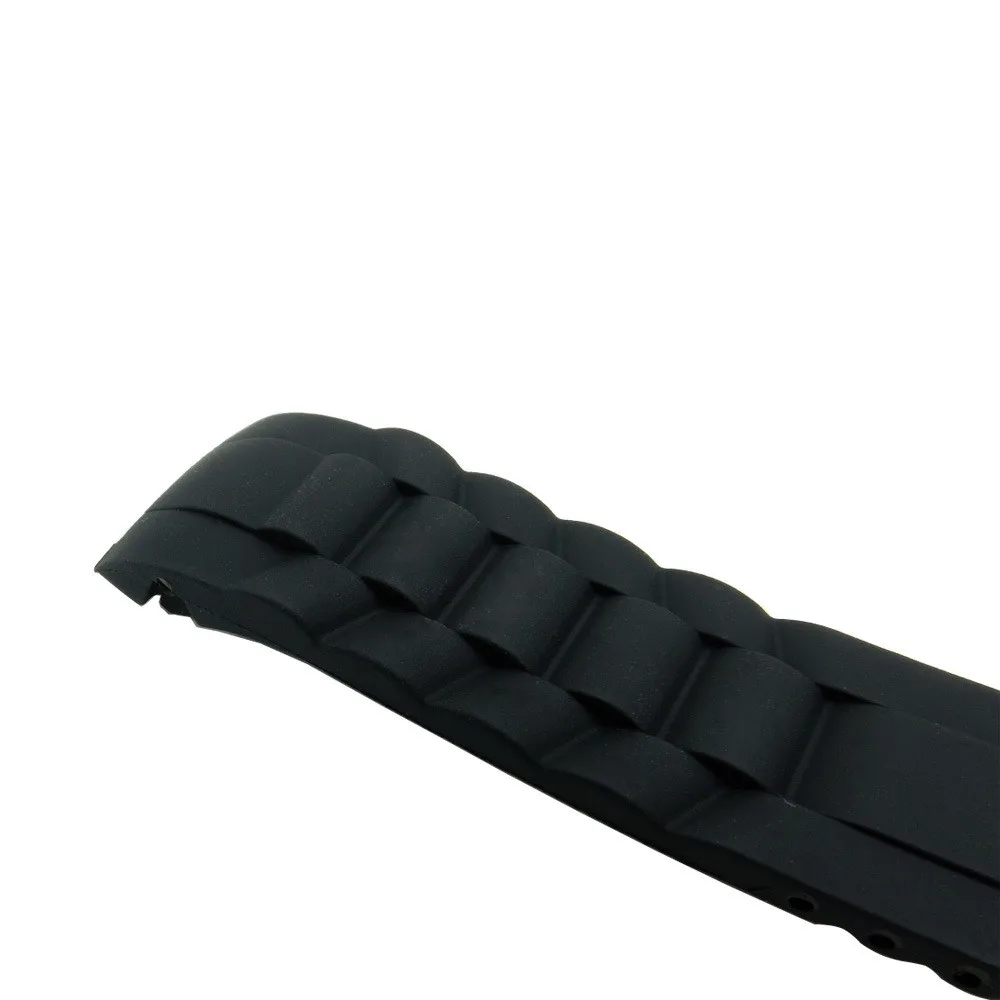 Black Silicone Waterproof Sport Watch Band with Folding Buckle Strap Bracelet