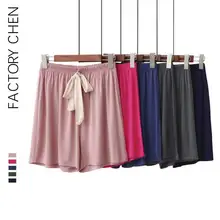 Ультра-недорогие Модальные контрастные пижамные штаны женские летние удобные облегающие шорты простые домашние брюки с тремя точками и бантом