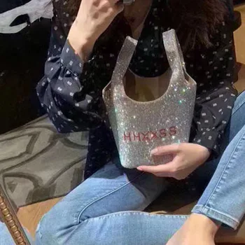 

Luxury Bling Diamond Evening Clutch Bags Women 2020 Luxury Handbags Ladies Wedding Party Purse Korean Ladies Small Bucket Bag