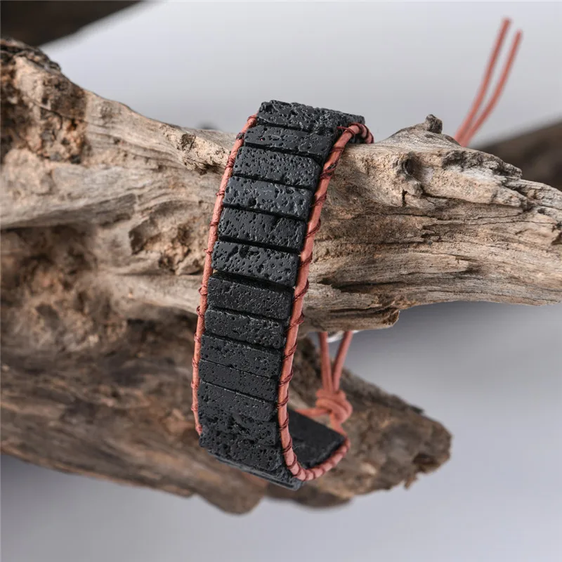 Чакра Обертывание Браслет Из Черной Лавы камень браслет DIY ароматерапия эфирное масло диффузор Йога браслет, бижутерия для женщин и мужчин