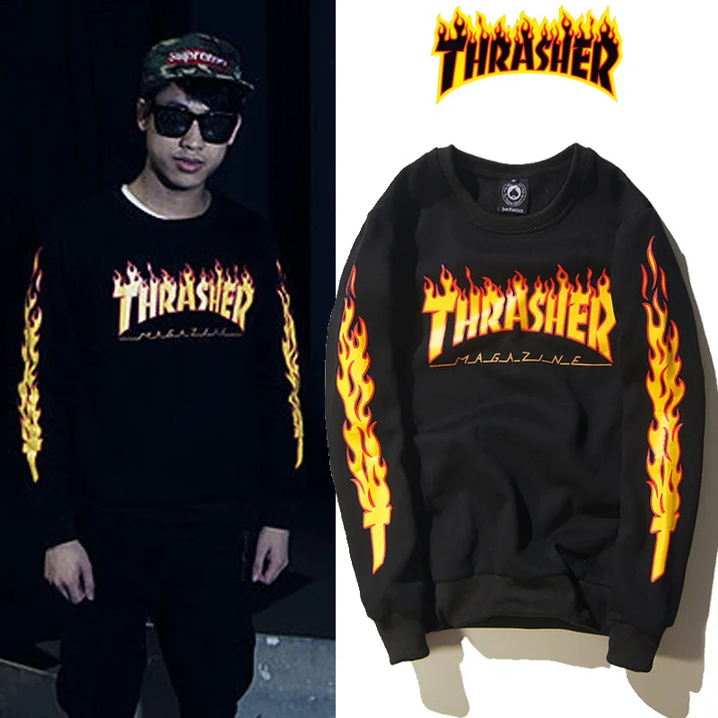 

Popular Brand Fashion Clothing Star Celebrity Style American-Style Hip Hop Hip Hop Online Celebrity Thrasher Combustion Flame pl