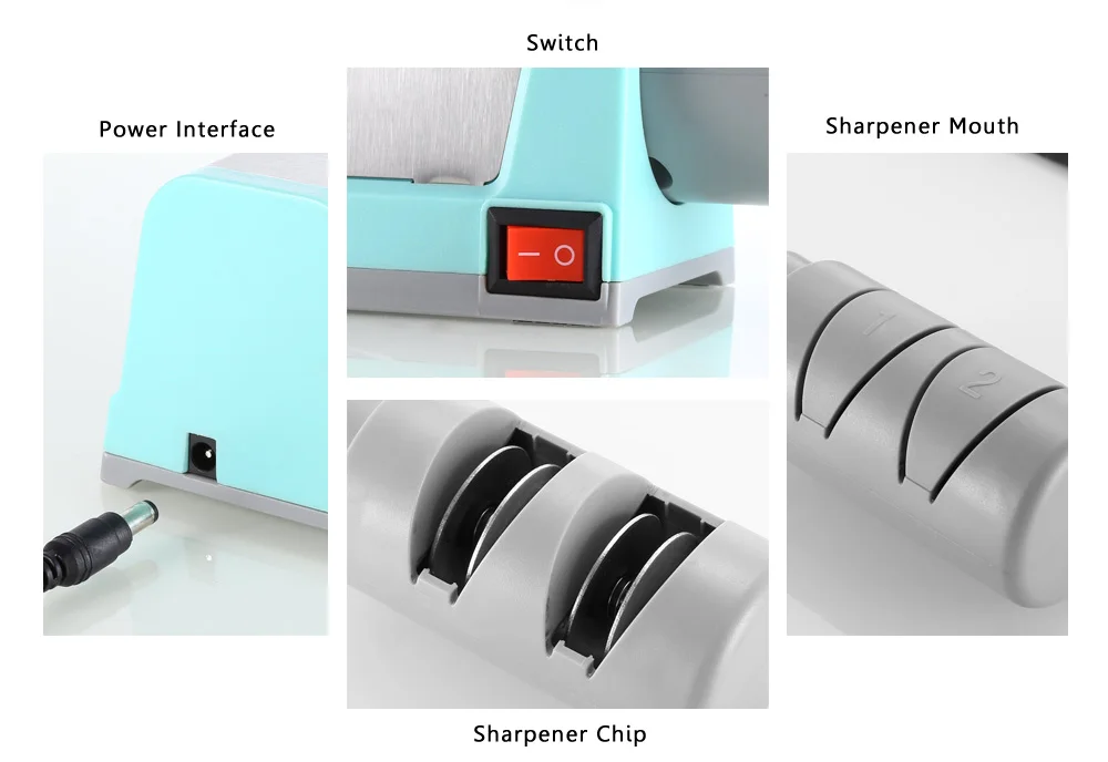 Электрическая точилка для ножей с алмазным покрытием для Керамика Кухонные ножи и Сталь ножи с 2-ступенчатый алмаз колесо для заточки кухонных инструментов