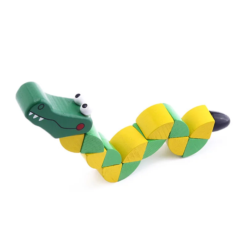 Baby Wooden Toys Worm Eat Fruit Cheese Wood Toys Baby Kids Educational Rope-piercing Montessori Gifts M0040