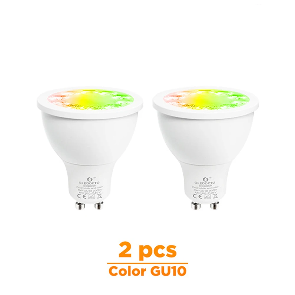 2 Pcs Color Gu10 ZIGBEE умный дом светодиодный gu10 лампа RGB+ CCT изменение цвета 5 Вт умный Светодиодный прожектор AC100-240V светодиодный двойной белый свет работа с echo plus - Испускаемый цвет: 2 Pcs Color Gu10