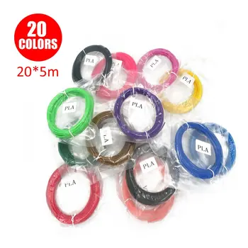 

100 Meters 20 Colors PLA Filament Consumables For 3D Printing Pen Accessories Threads 3 D Printer Pens Consumables For Gifts