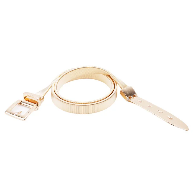 square buckle-gold CETIRI Модные женские золотые серебряные полностью металлические эластичная цепь пояс металлическая застежка пояс на пряжке панк-ремни для пальто джинсы - Цвет: square buckle-gold