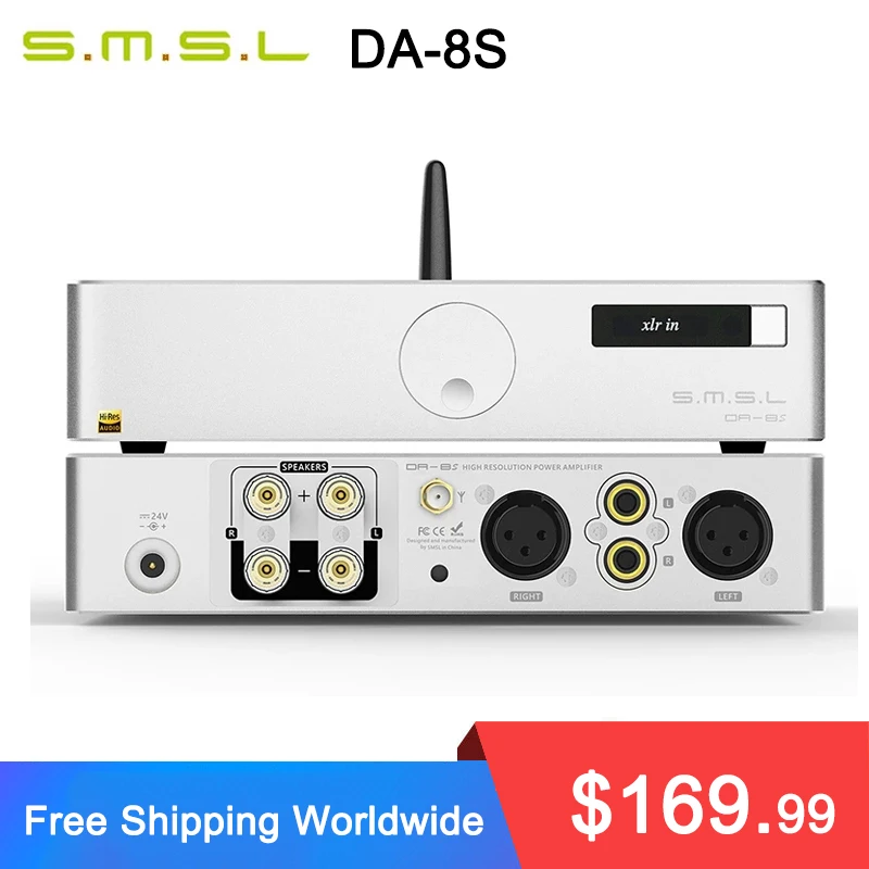 SMSL DA-8s полный балансный Bluetooth цифровой усилитель NJW1194 80 Вт DA8S мощности |