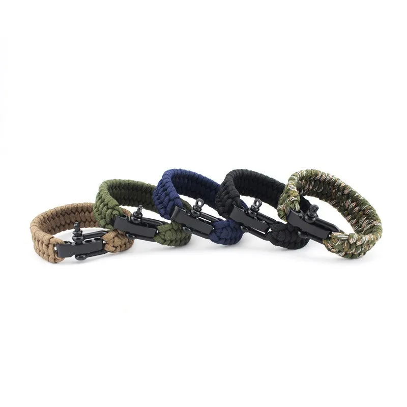 Открытый Кемпинг Пешие прогулки аварийного выживания плетеный Pulseras спасательный Зонт веревка плетеные браслеты парашютный Шнур