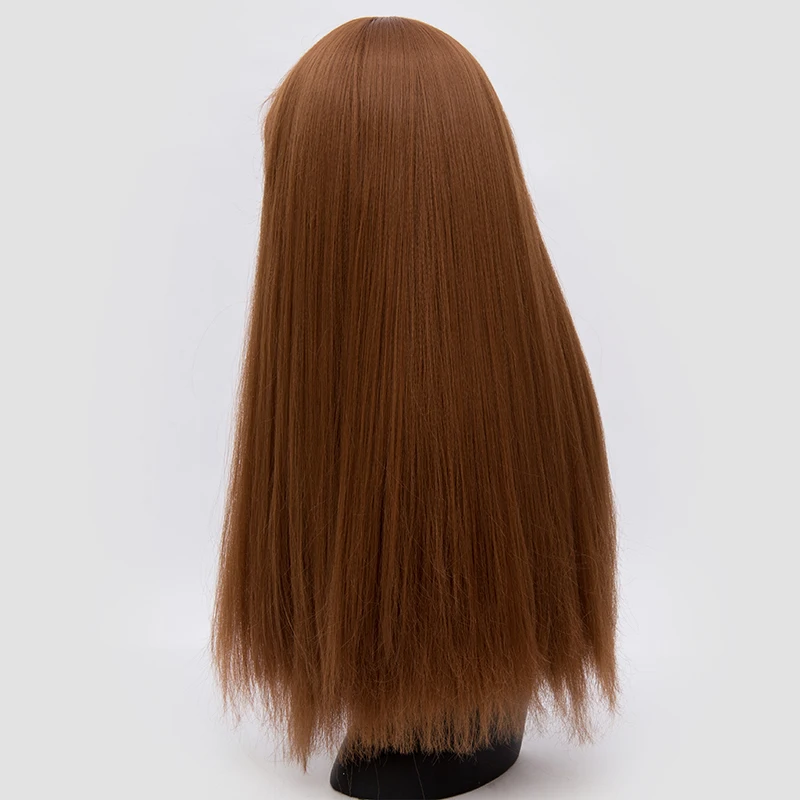 MSIWIGS Long Straight Bangs Wigs Blonde Red White Purple Green Brown Cosplay Wig Female - Цвет: Коричневый