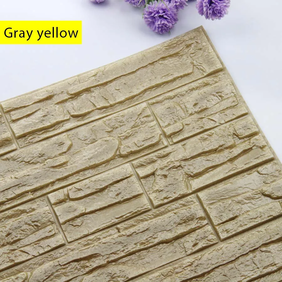 Gray yellow Самоклеящиеся 3D наклейки на стену DIY кирпичная Гостиная ТВ диван фон Настенный декор ПЭ пена водонепроницаемые обои для детской комнаты - Цвет: Gray yellow