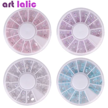 

1 Wheel Jelly Beads AB Acrylic Rhinestones 3D Flatback Nail Art Decoration UV Gel Nail Tips Jewelry DIY Manicure Tools