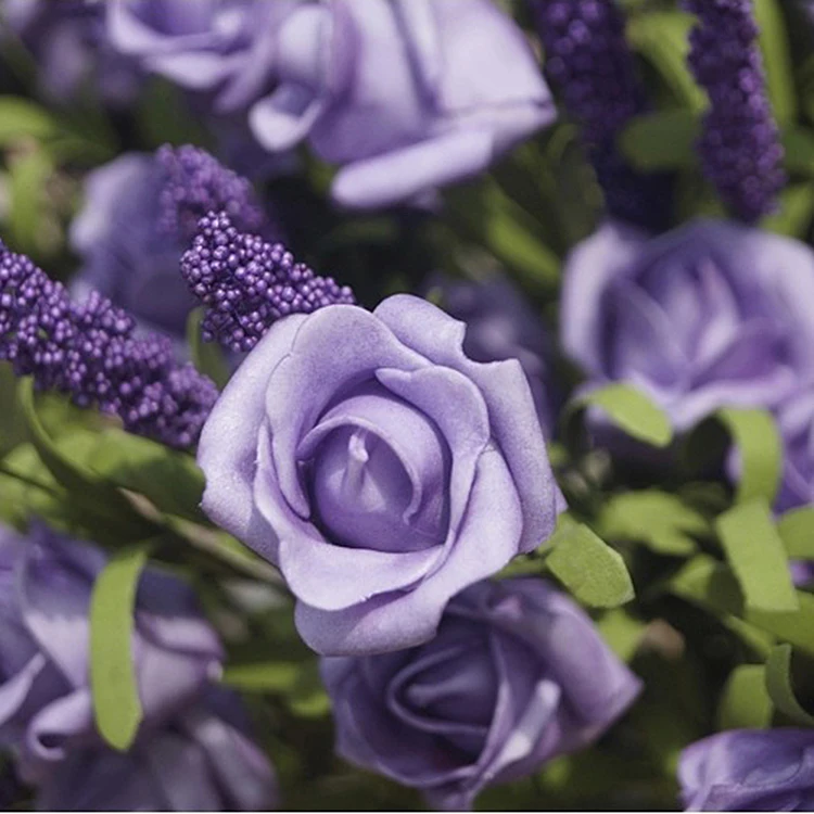 light purple Свадебные 9 цветы лаванды розы искусственные шелковые цветы декоративное украшение в виде гортензии - Цвет: light purple