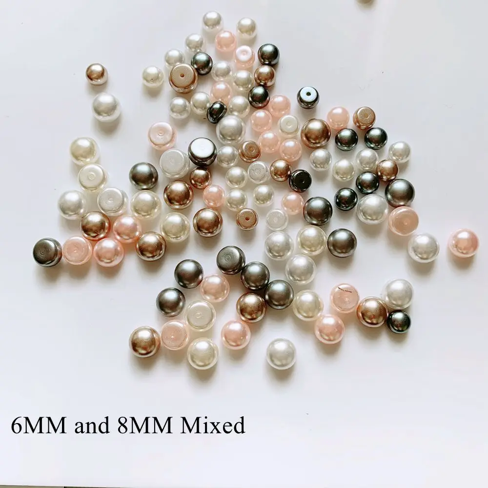 6MM and 8MM Mix 30 шт./пакет 6 мм/8 мм Нейл-арт набор страз с плоской задней жемчужным украшением жемчужины для украшения ногтей деко PL46/47(Европа - Цвет: 6MM and 8MM Mix
