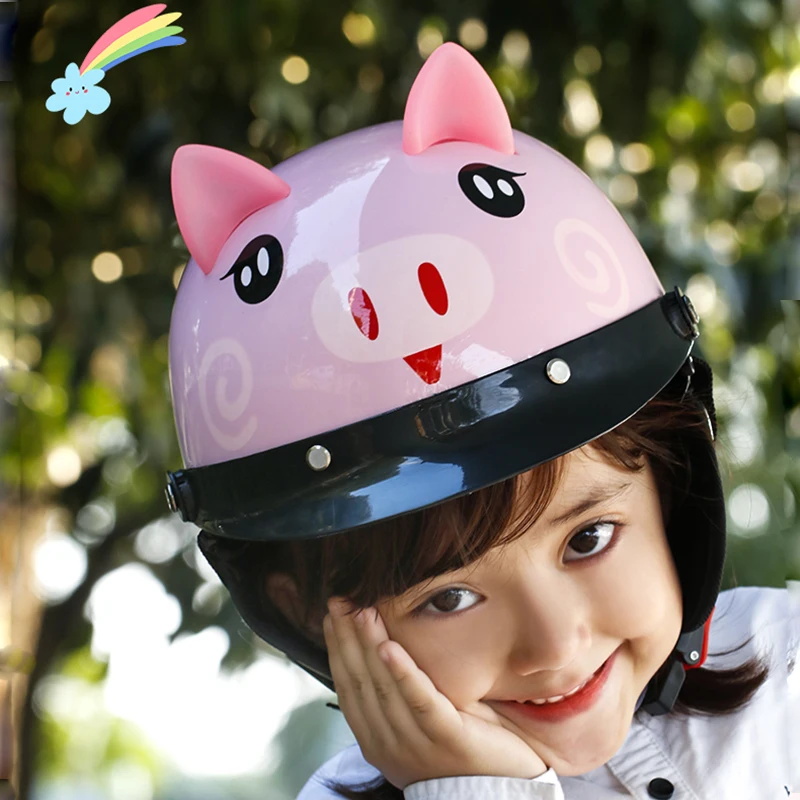 Motorcycle Children's Half Helmets Boys Girls Kids Four Seasons Lovely Cute  Child Safety Head Hat Baby Cartoons Motorbike Helmet - Casques de moto pour  enfants