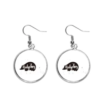 

Hedgehog Black And White Animal Ear Dangle Silver Drop Earring Jewelry Woman
