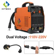 HITBOX Tig сварочный аппарат постоянного тока газовый инвертор TIG200A сварщики TIG ARC 110 В 220 В IGBT сварочный аппарат Малый размер газовое сварочное оборудование
