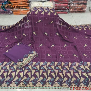 

Alisa popular embroidery swiss voile lace african 100% cotton fabric embroidery with stones french chiffon fabrics 5+2 yards/set