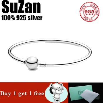 

Suzan Authentic original logo 100% 925 sterling silver pan charm chain bracelet for women fashion luxury temperament DIY jewelry