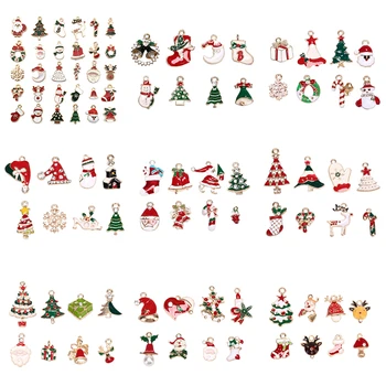 

8\10\12\14\20\30pcs Enamel Christmas Charms Mixed Pendant Snowflake Snowman Tree Bell Earrings Accessories Handmade Ornaments