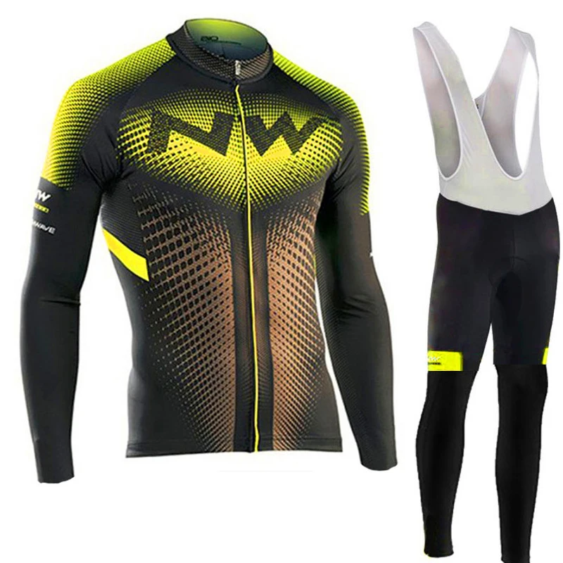 Осенняя мужская футболка для велоспорта с длинным рукавом, комплекты Biyclcle для велоспорта, топ для гонок, теплая одежда для велоспорта, Mayot Bicicleta Hombre - Цвет: Sets 2