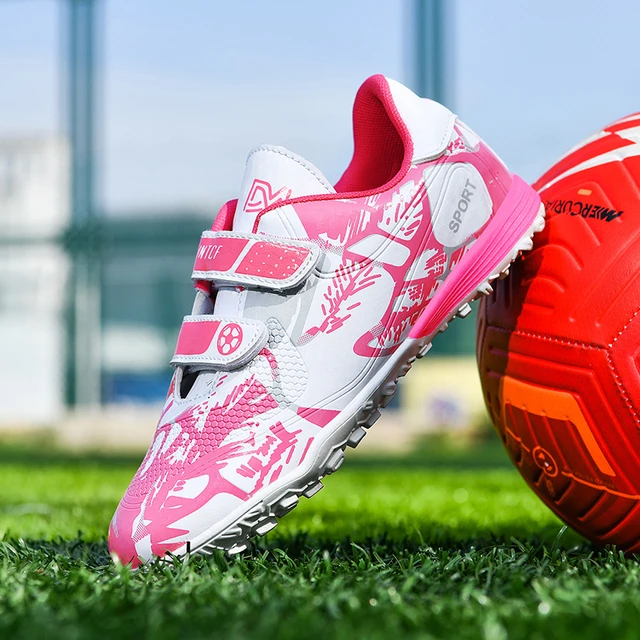 Chaussures De Football Roses Bon Marché Pour Enfants, Baskets De