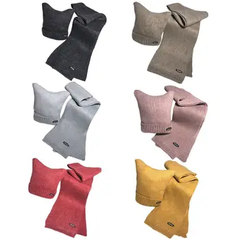 

Children Cartoon Cat Ear Scarf Hat Set Trend Knit Warm Boys Girls Scarves Cap N1HB