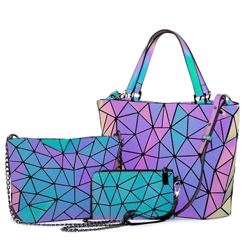 

Women handbags bag purse set crossbody bags for women hang bag 2020 Geometric luminous shoulder bag female purse Tote bag