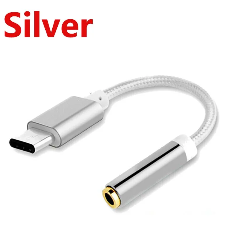 Type-c to 3.5mm adapter max2 Headphone Jack AUX Audio Cable Adapter for Samsung Nokia Xiaomi Huawei Type C Smart Phone - Цвет: Silver