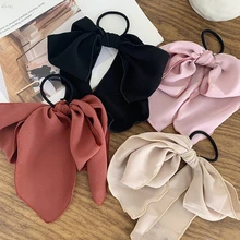 AOMU, корейские, шикарные, одноцветные, сатиновые, эластичные, шифоновые, с бантом, для волос, резиновые, шпильки для волос, женские повязки на голову, аксессуары для волос, ювелирные изделия