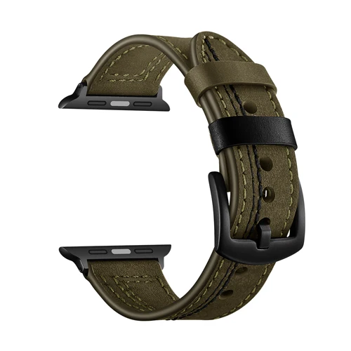 green Аксессуары для наручных часов для apple watch, ремешок 42 мм, 38 мм, версия apple watch band 44 мм 40 мм наручных часов iwatch серии 5/4/3/2/1 браслет из натуральной кожи - Цвет ремешка: green