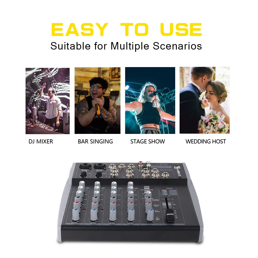 XTUGA MX8 8 Channels 3-Band EQ Audio Music Mixer Mixing
