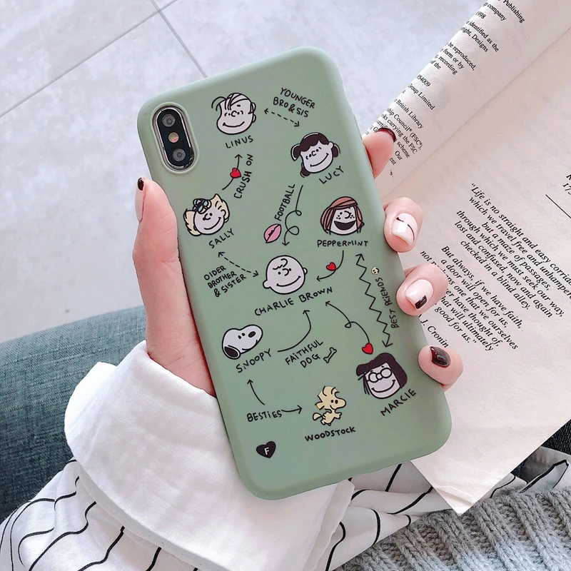Fashion Smile Girl Green Soft TPU Phone Case For iPhone X XS Max XR 7 8 6 6S Plus 11 Pro Max Ultra Thin Cartoon Cute Cover Cases