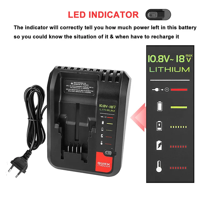 LCS1620 Lithium Battery Charger for BLACK DECKER Rechargable Battery Charger 20V 500mA for LBXR20 LB20 LBXR20-OPE Charger 2A - AliExpress