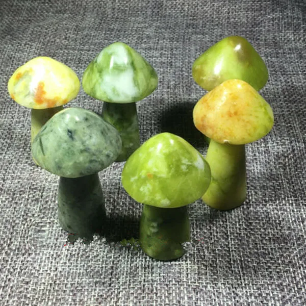 

Natural green Jasper Mushroom Crystal Hand Carved Skull Reiki Healing 1pc
