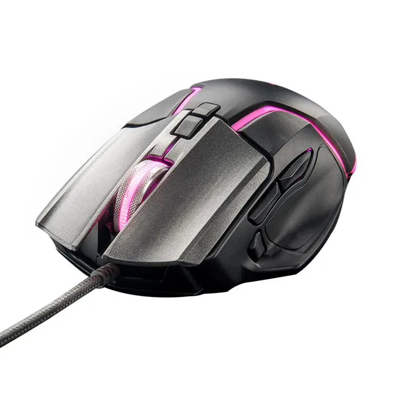 Black Проводная игровая мышь USB 6400 dpi Макросъемка 8 кнопок RGB Магнитная мышь - Цвет: Black