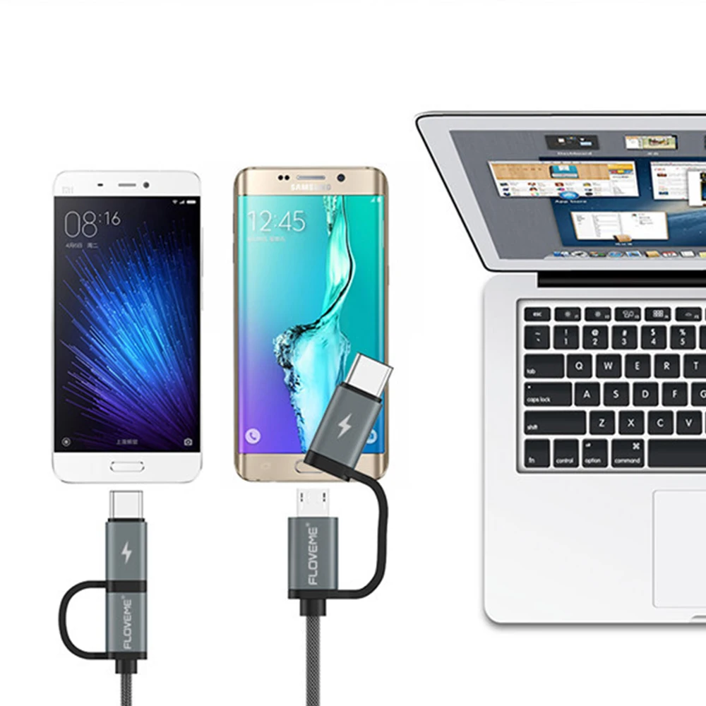 FLOVEME 2.8A Micro USB кабель 2 в 1 быстрая зарядка USB C кабель для Redmi Note 7 QC3.0 usb type C кабель для samsung Galaxy Note 9 S9