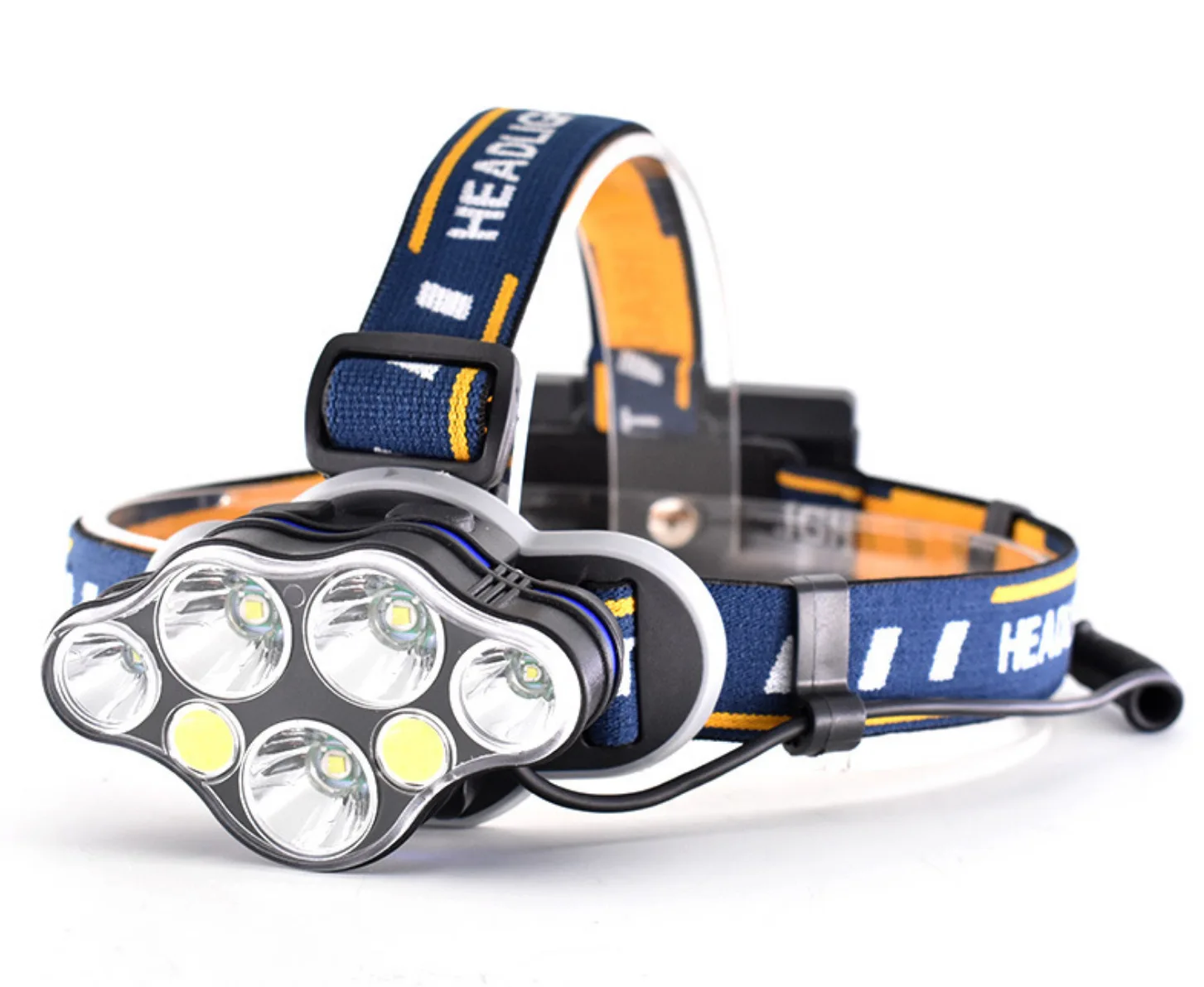 

Cross Border for 7 Head T6 + Cob Headlights Multi-functional Night Fishing Riding Glare Long Shots USB Charging Head-Mounted Fla