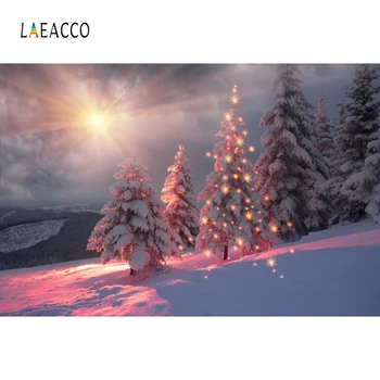 

Laeacco Sky Clouds Sunshine Pine Trees Snow Photography Backdrops Photo Backgrounds Winter Portrait Photophone New Year Poster