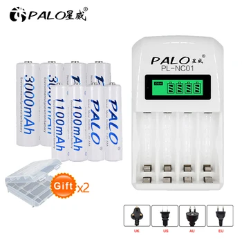 

PALO 907 quick intelligent charge LCD smart battery charger for AA AAA rechargeable batteries with 4pcs AA + 4pcs AAA