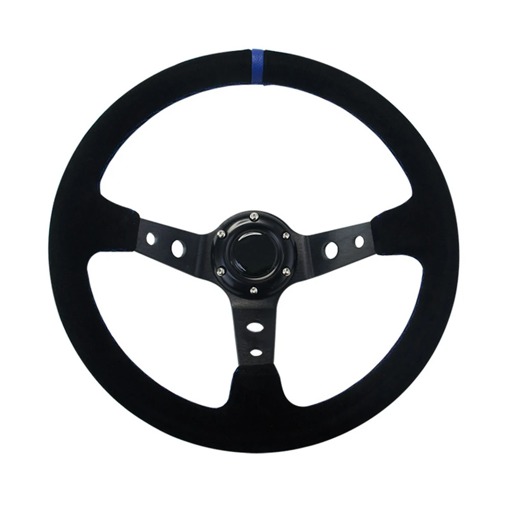 

350mm Fuzzy Competitive Drifting Durable Practical Deep Dish Auto Racing Steering Wheel Horn Button Universal Accessories Alloy
