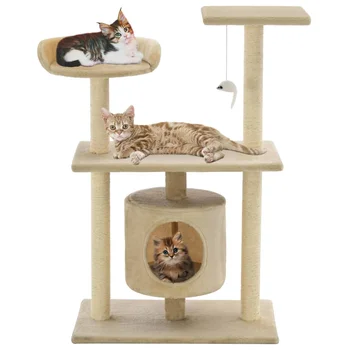 

95cm 5 Color Cat Tree with Sisal Scratching Posts Climbing Frame Jumping Platform Cat Litter Cat Scratch Board Solid Wood