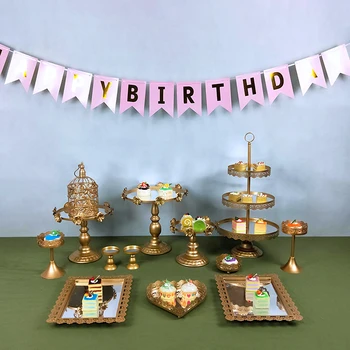 

Tobs Mirror Gold Crystal cake stand set metal fondant cupcake sweet table candy bar table decorating