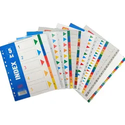 A4 5/10/12/15/20/31Pages Colored PP Binder Numbers and Alphabet Index Divider 11Holes Archives Files Color Notebook Office Suppl