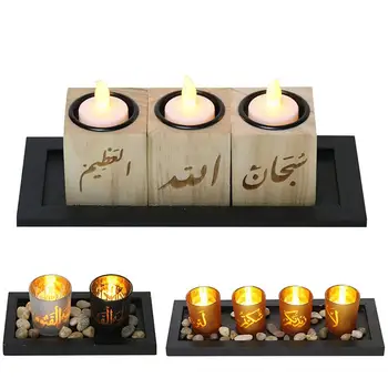 

Ramadan Arabic Quran Pray Stones Letters Candle Holder Candlestick Home Decoration candelabros de velas Holder mesa