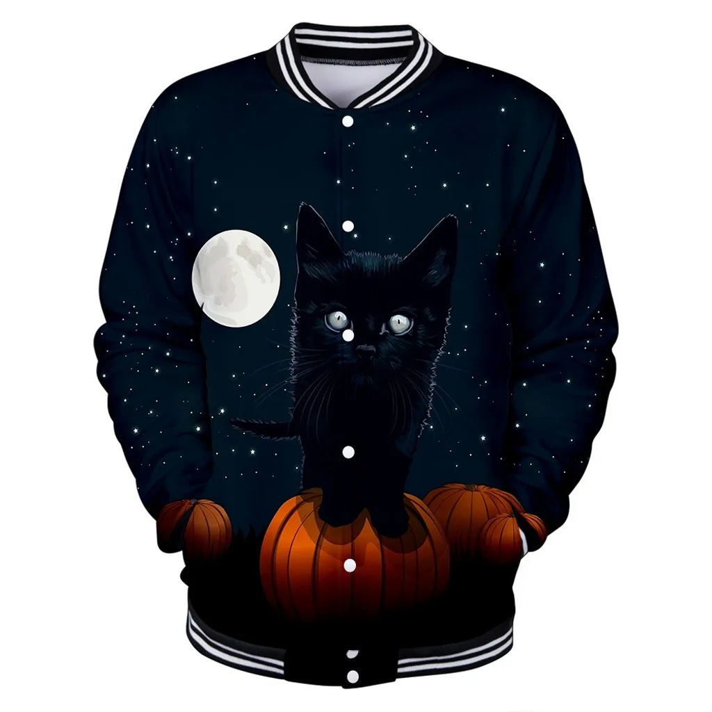 Hoodies And Sweatshirts Women For Halloween Horror Print Party Long Sleeve Blouse Pullover Hooded Baseball Jacket Sudadera