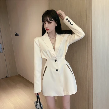 

Spring Autumn Women's Jacket Korean Sexy Hollow Suit Collar Long Sleeve Suit New Solid Color Slim Female Suit Jackets GX580