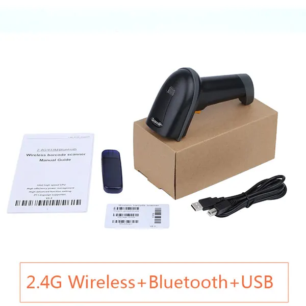 IssyzonePOS ручной сканер штрих-кодов 2D qr-код Bluetooth беспроводной USB PDF417 светодиодный считыватель штрих-кодов Высокоскоростной сканер с подставкой - Цвет: I2DBC038-BK
