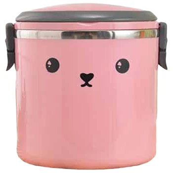 

LIXF Cute Cartoon Stainless Steel Lunch Box Bento for Kids Infants Vacuum Insulated Food Container Jar Lunchbox Soup Mug-Pink