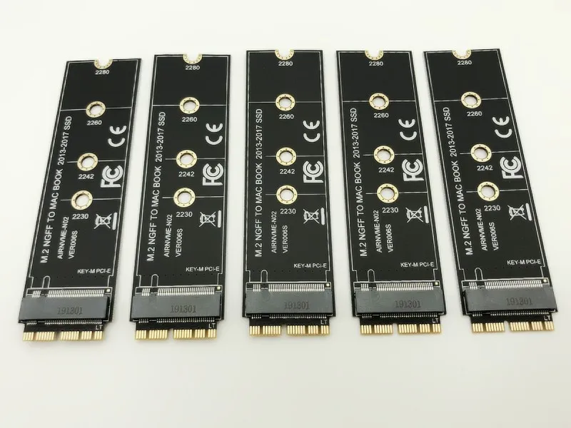 5 шт. NVME M2 SSD адаптер для конвертации карт для MacBook Air Pro retina 2013- NVME/AHCI SSD Комплект обновления для A1465 A1466 A1398 A1502